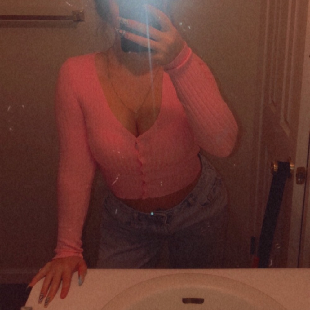 Forever 21 small pink button up long sleeve sweater